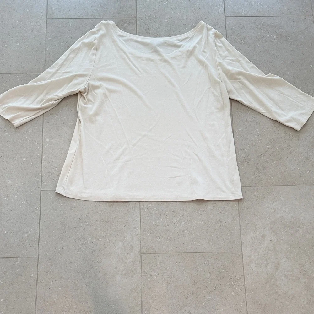 Eileen Fisher Cream Long Sleeve Top - Picture 3 of 3